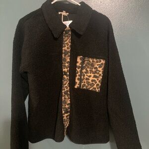 Mystree Black Jacket with Leopard Print